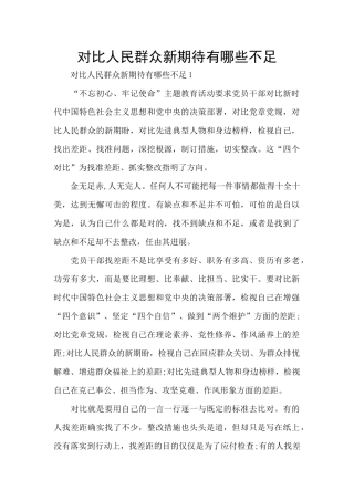 对照人民群众新期待有哪些不足