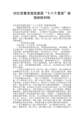 对照党章党规找差距“十八个是否”检视剖析材料
