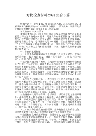 对照检查材料2024集合5篇