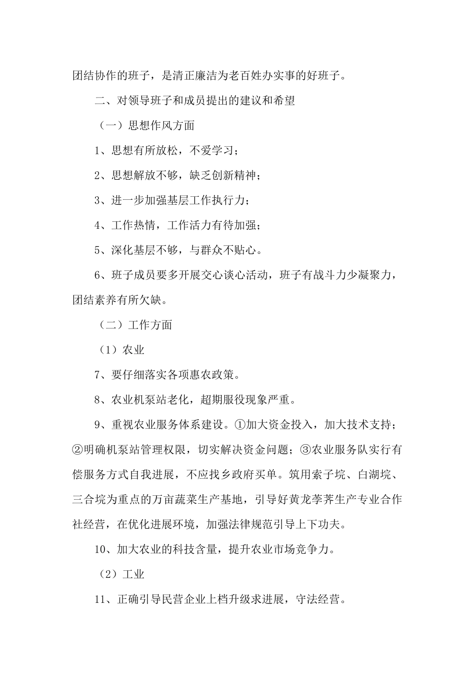 对班子的意见建议_第3页