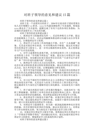 对班子领导的意见和建议15篇