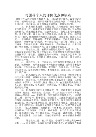 对领导个人的评价优点和缺点