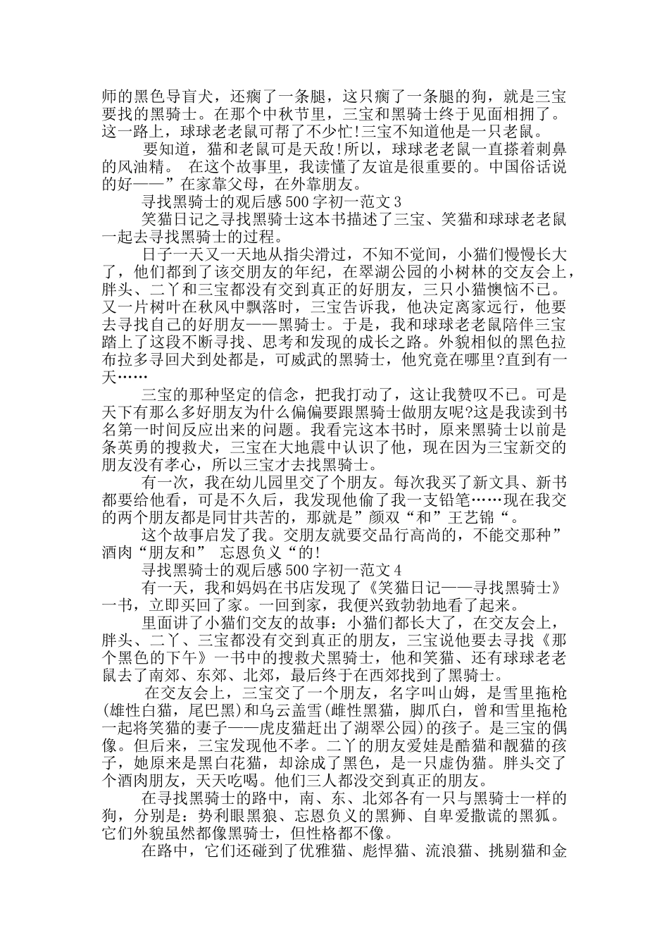 寻找黑骑士观后感500字初一最新范文_第2页