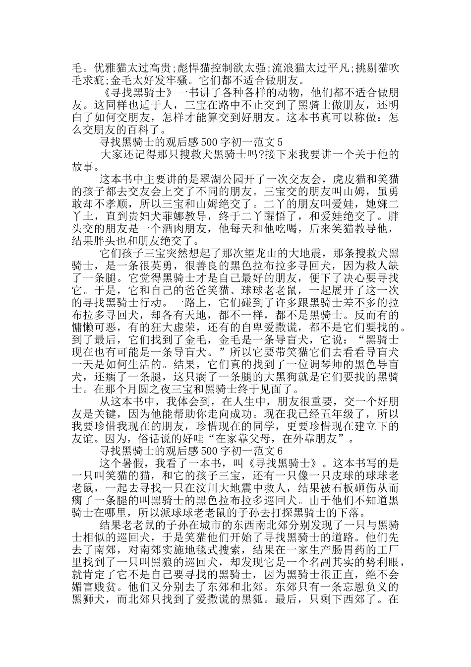 寻找黑骑士观后感500字初一最新范文_第3页