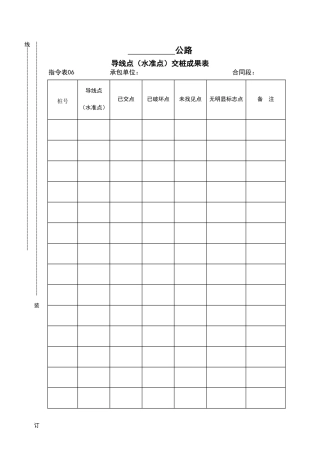 导线点交桩成果表