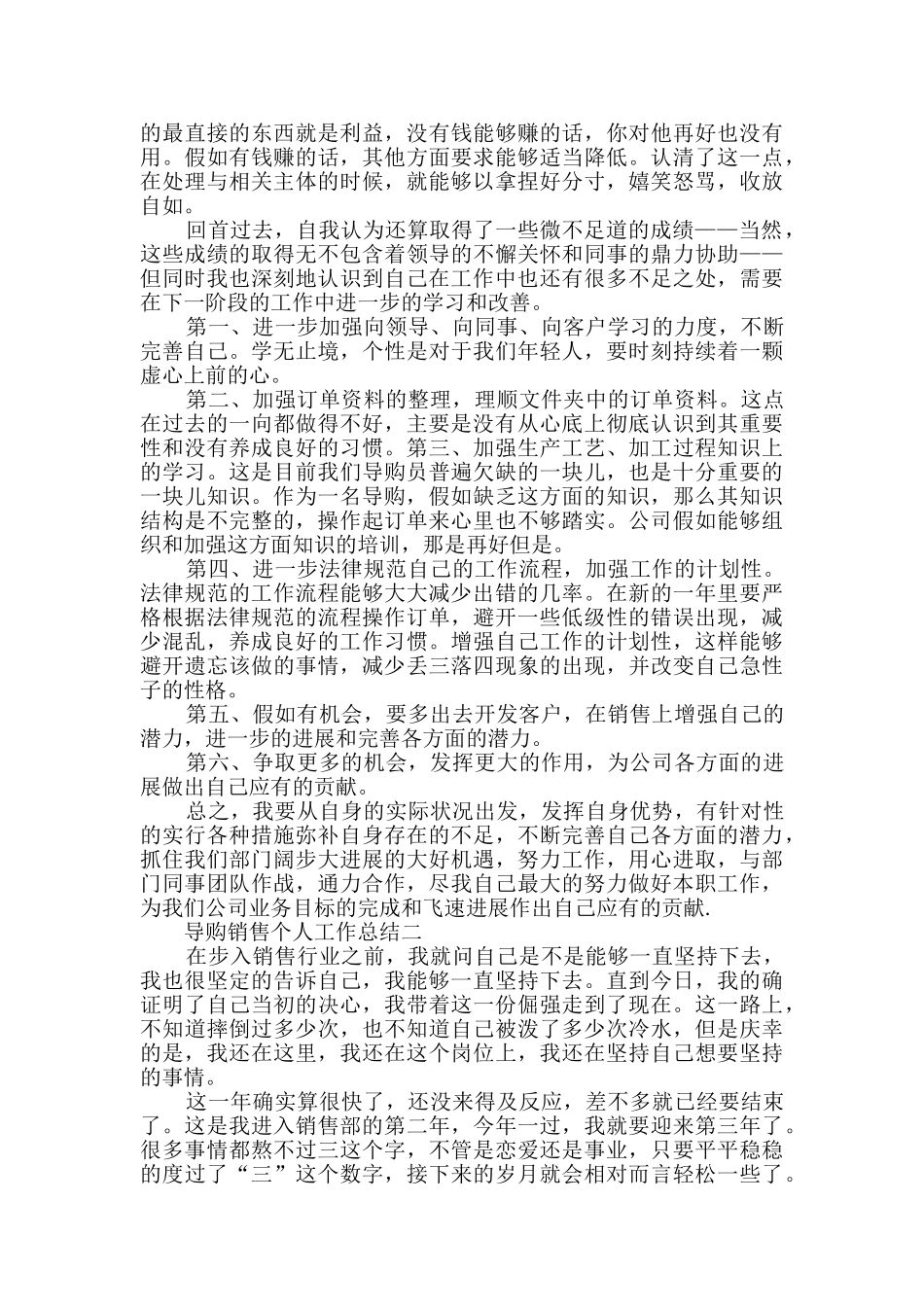 导购销售个人工作总结范文2024_第2页