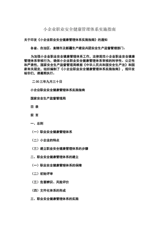 小企业职业安全健康管理体系实施指南