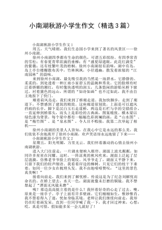 小南湖秋游小学生作文