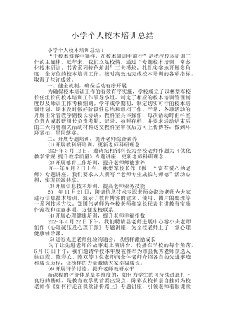 小学个人校本培训总结