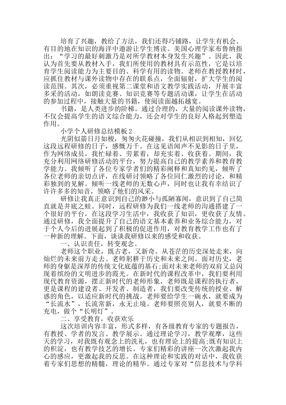 小学个人研修总结模板_第3页