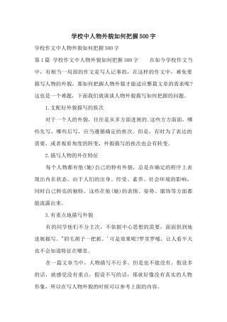 小学中人物外貌如何把握500字