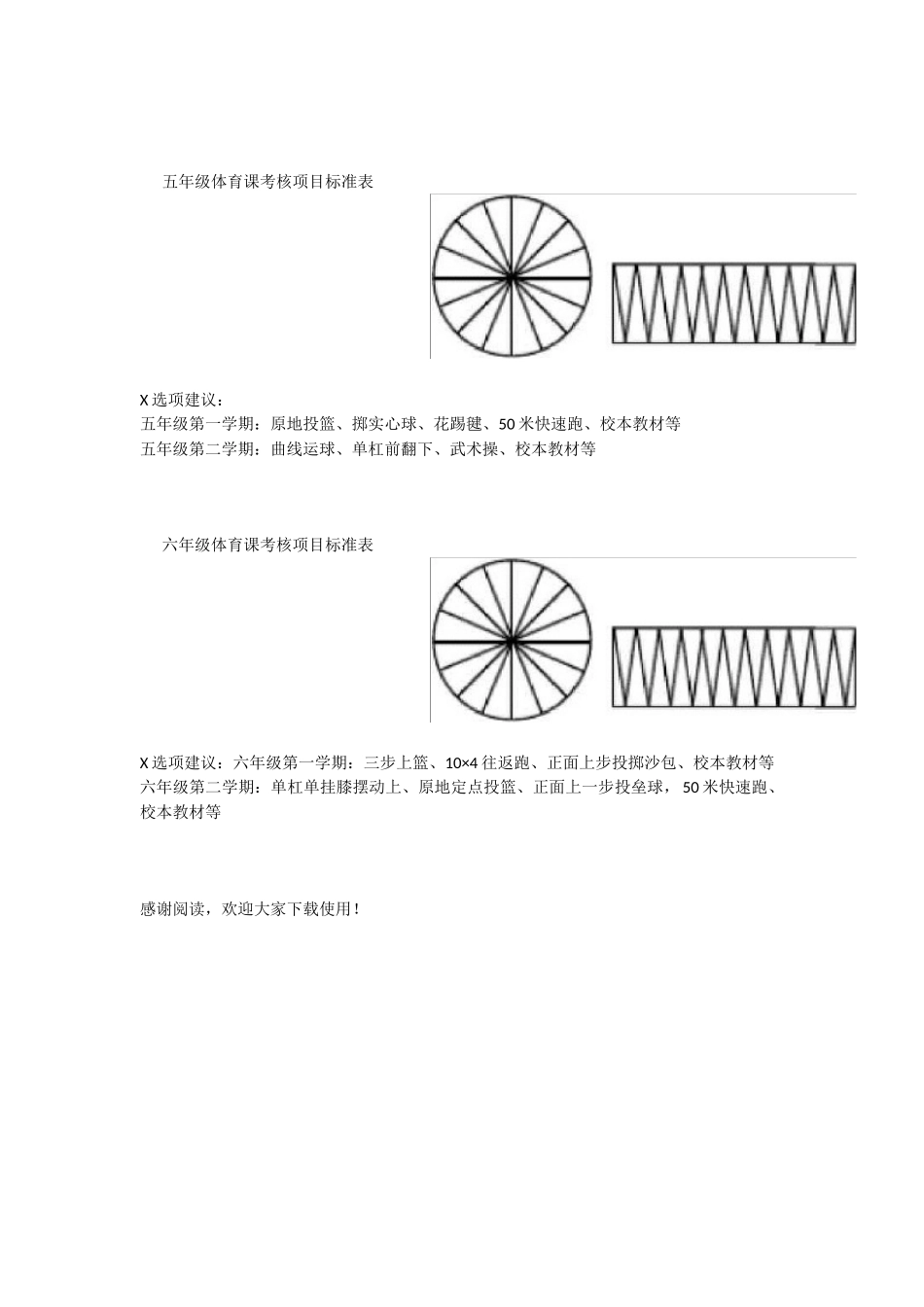 小学体育课考核项目标准表_第3页
