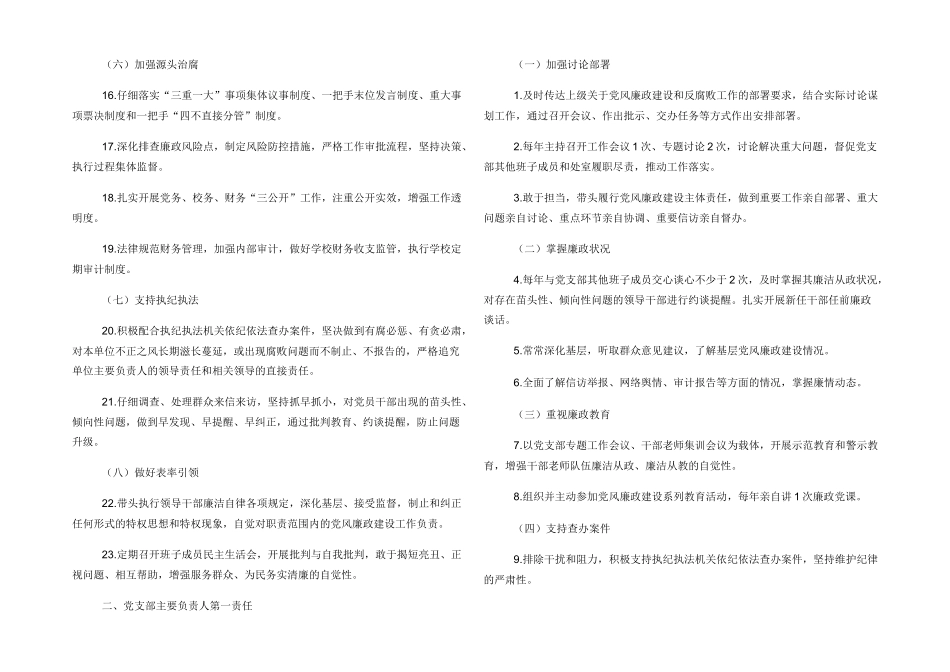小学党支部党风廉政建设主体责任清单_第2页