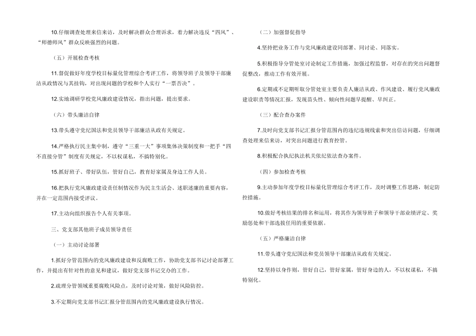 小学党支部党风廉政建设主体责任清单_第3页