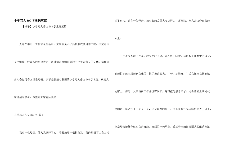 小学写人300字集锦五篇_第1页