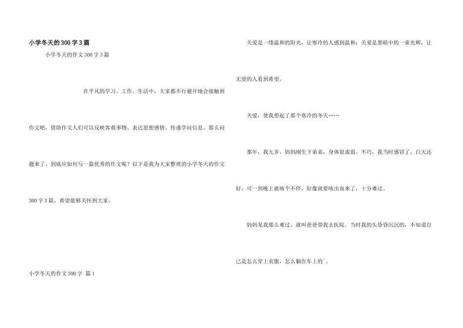 小学冬天的300字3篇_第1页