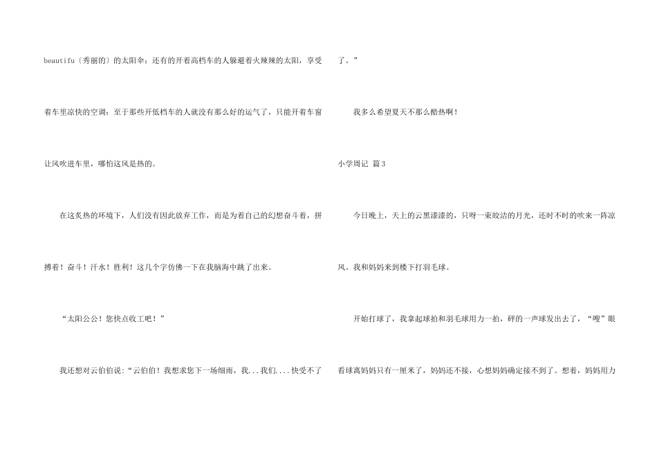 小学周记模板8篇_第2页