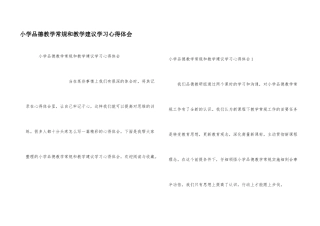 小学品德教学常规和教学建议学习心得体会