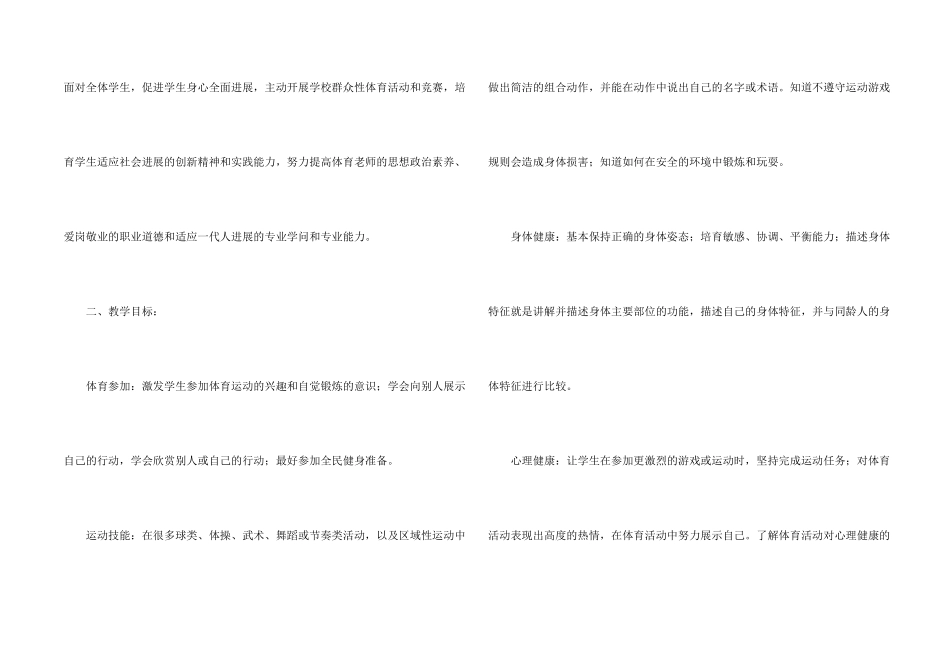 小学四年体育教学计划_第2页