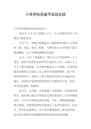 小学学校圣诞节活动总结