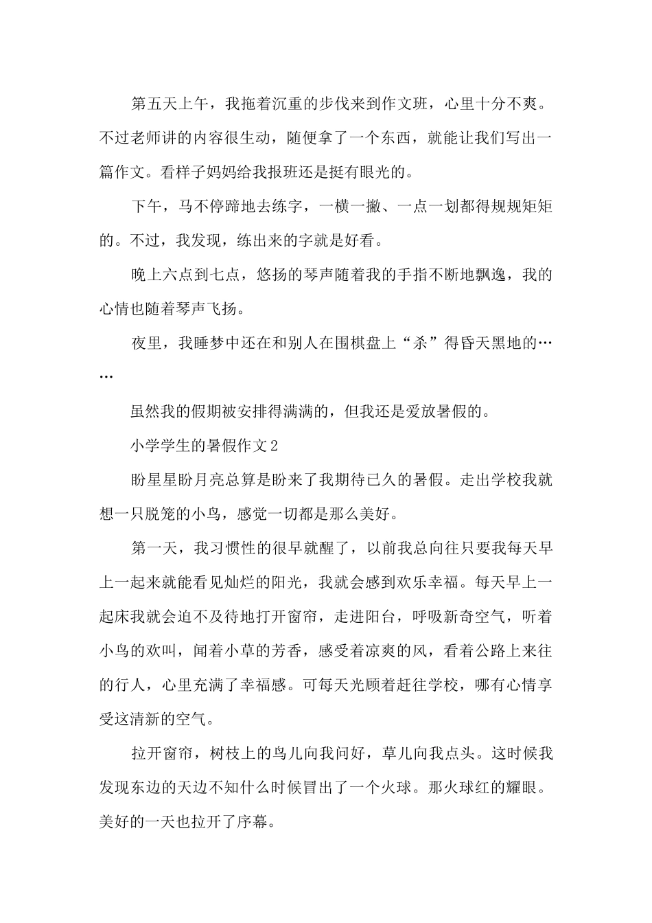 小学学生的暑假作文范文_第2页