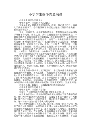 小学学生缅怀先烈演讲