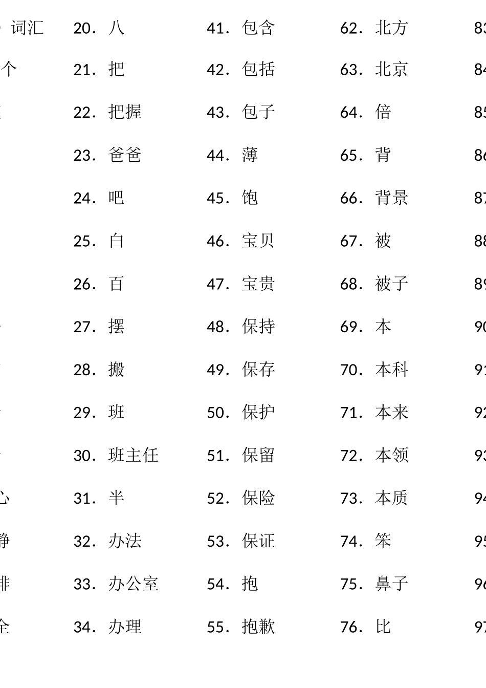 HSK5级 词汇(无拼音)_第1页