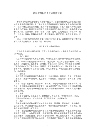 2021抗肿瘤药物不良反应处置预案