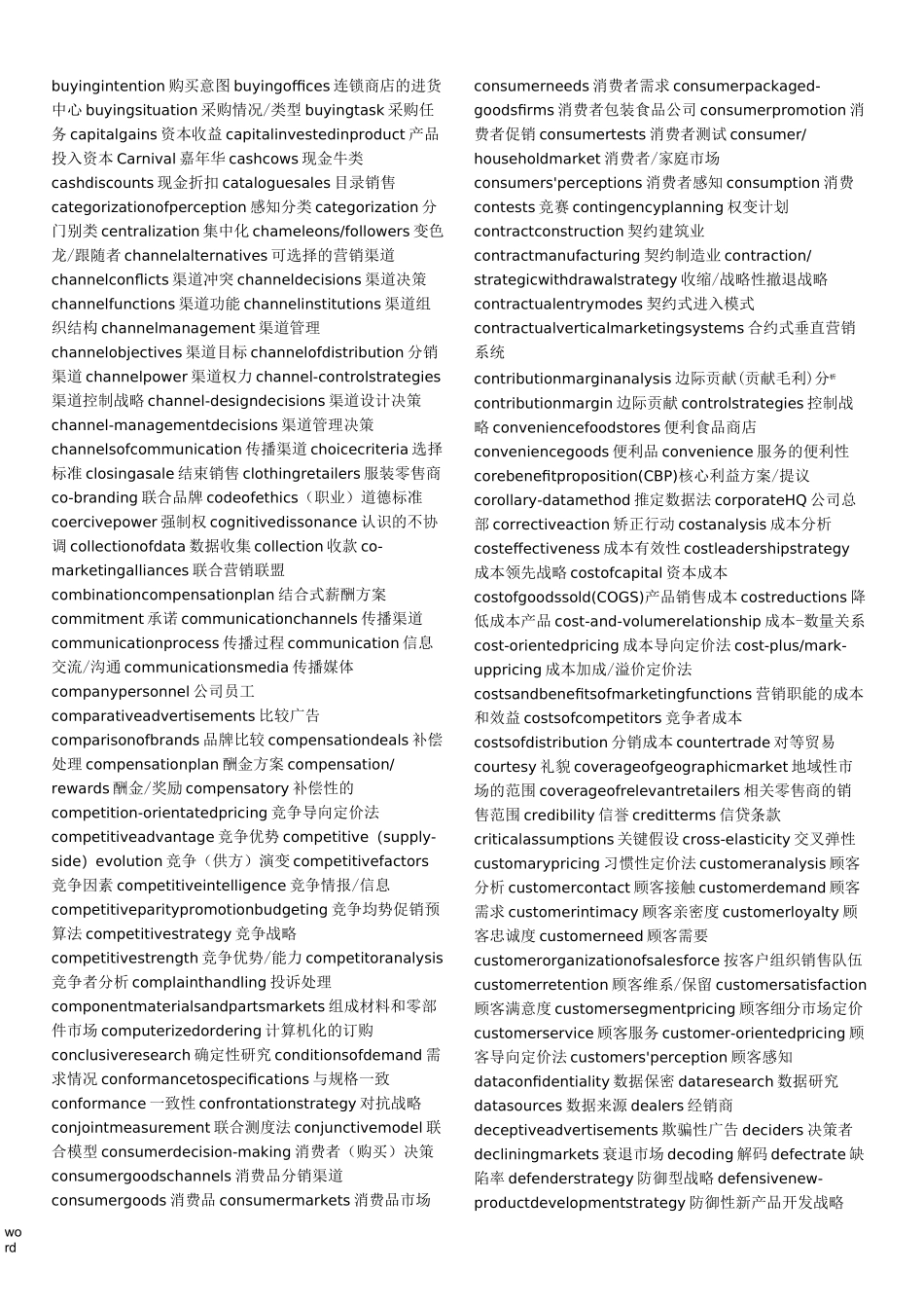 Marketing市场营销专业词汇中英文对照表_第2页