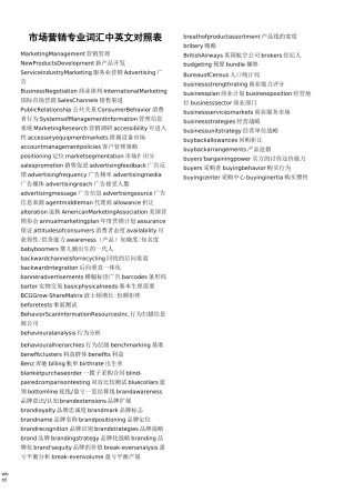 Marketing市场营销专业词汇中英文对照表