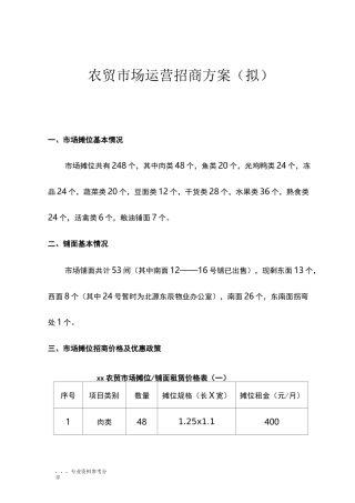 农贸市场运营招商方案