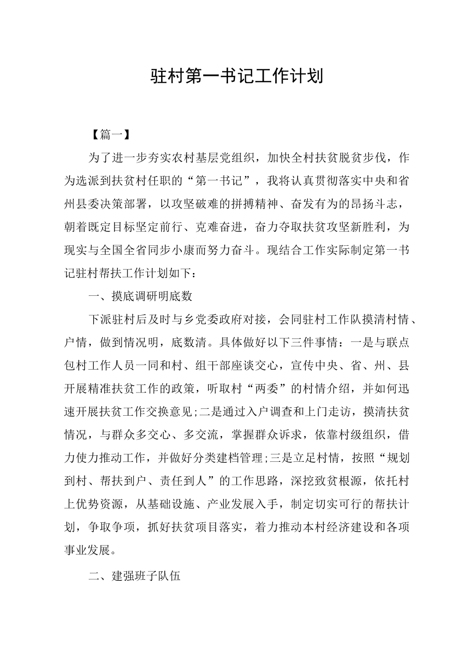 驻村第一书记工作计划_第1页