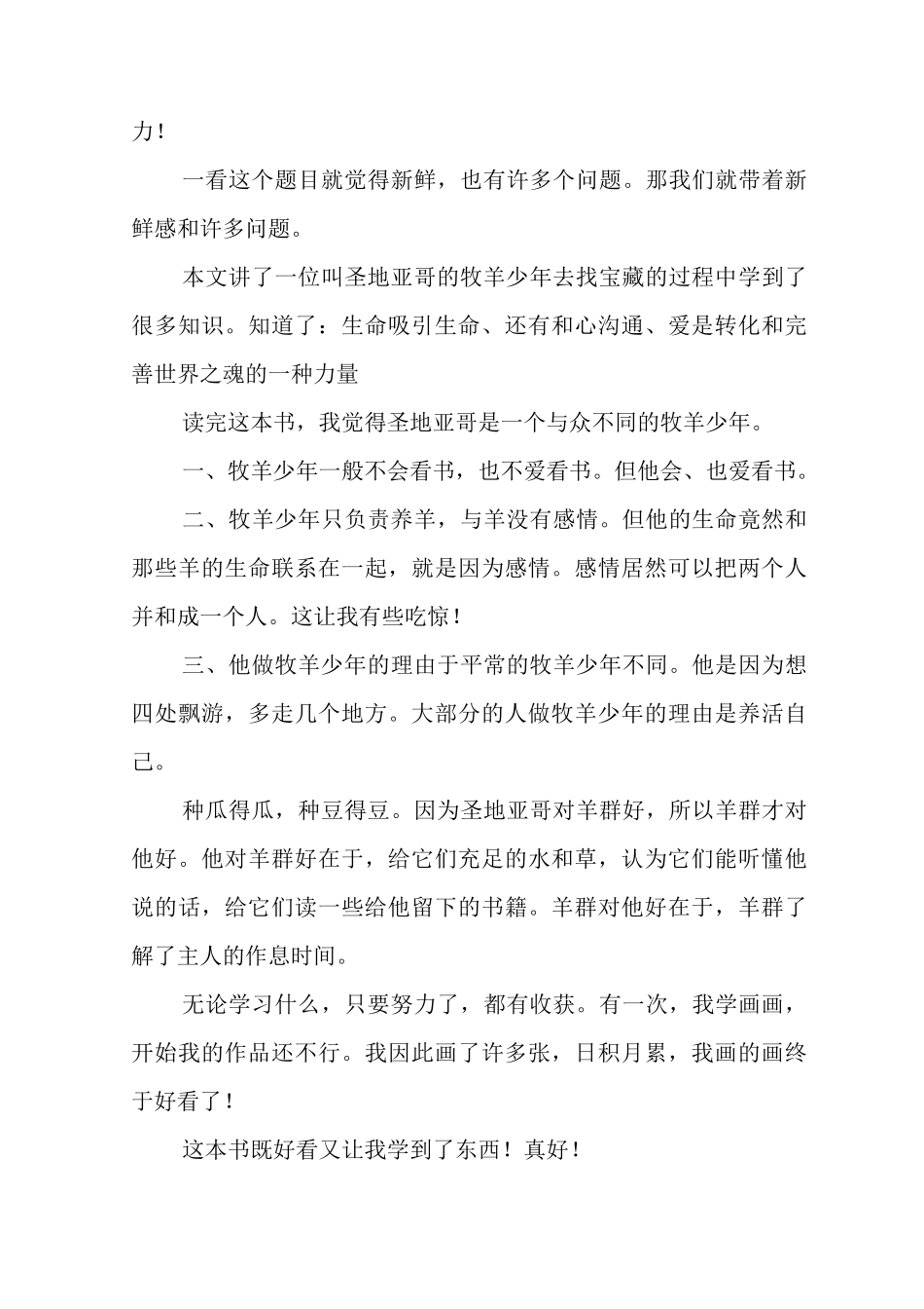 《牧羊少年奇幻之旅》读后感_第3页