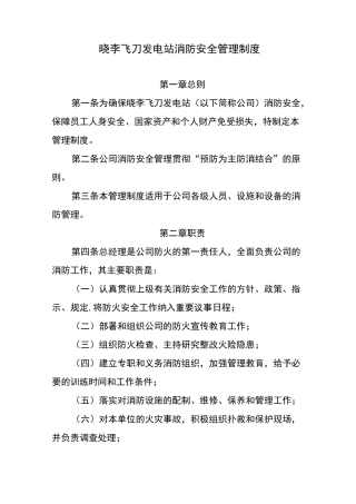 电站消防安全管理制度
