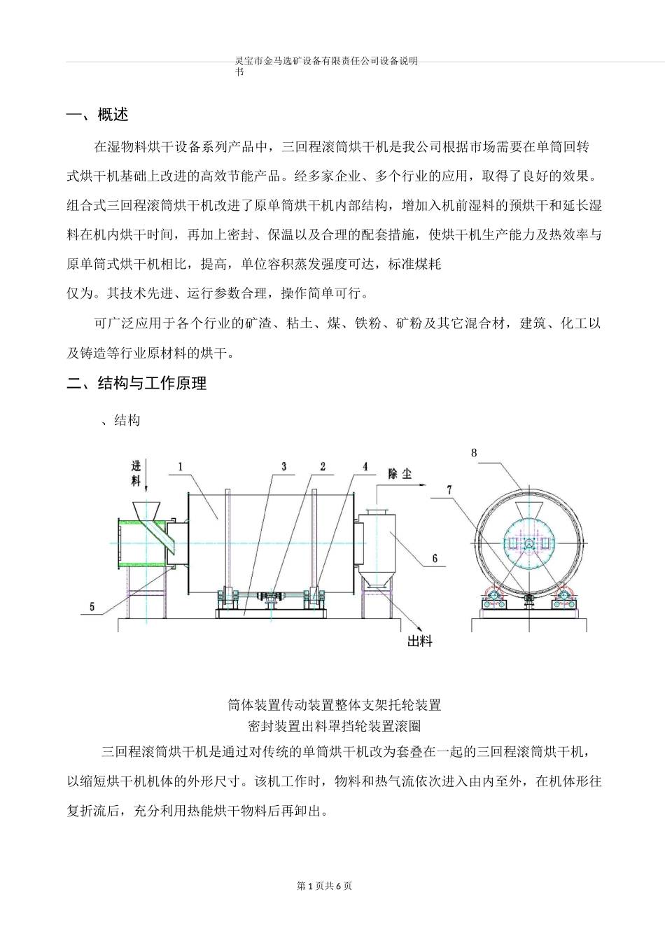 三回程滚筒烘干机说明书_第1页