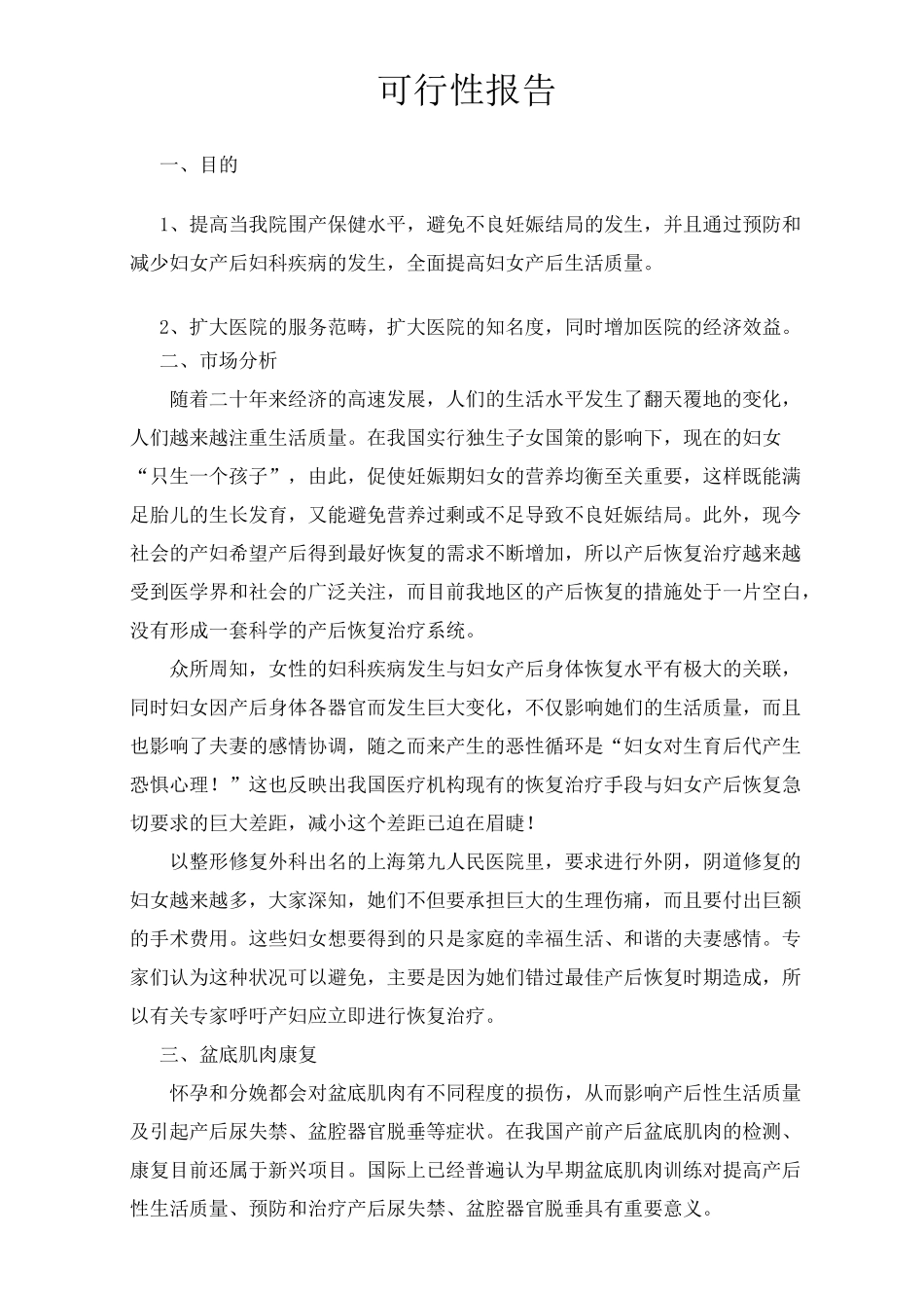 可行性报告  盆底资料_第1页
