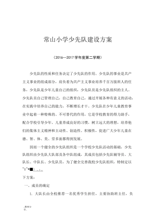 小学少先队建设方案