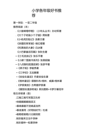 1-6年级必读书目