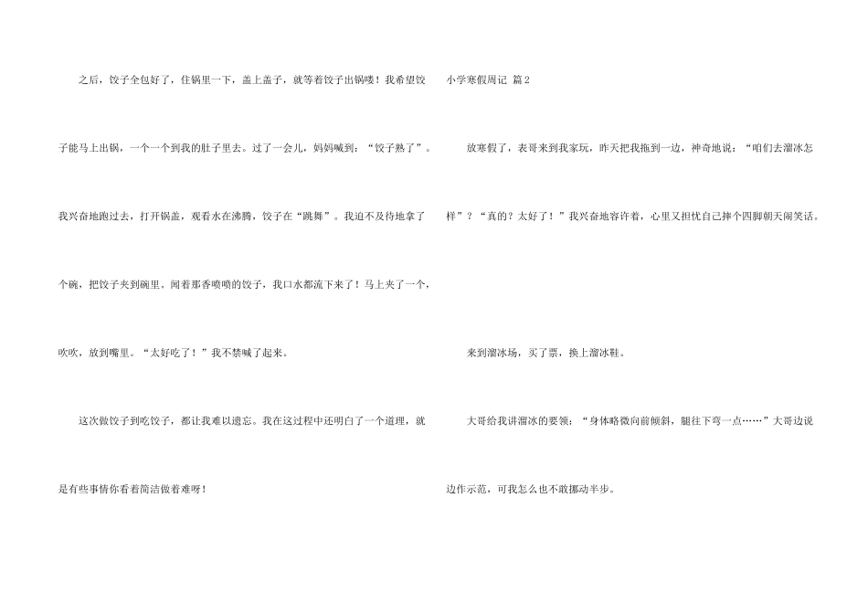 小学寒假周记模板集锦6篇_第2页