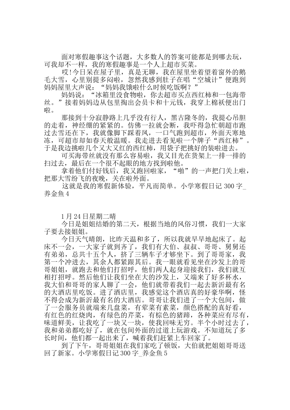 小学寒假日记300字_第2页