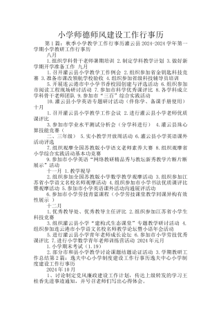小学师德师风建设工作行事历
