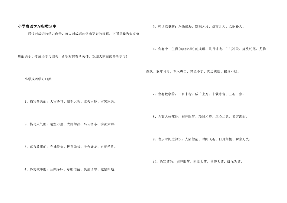 小学成语学习归类分享_第1页