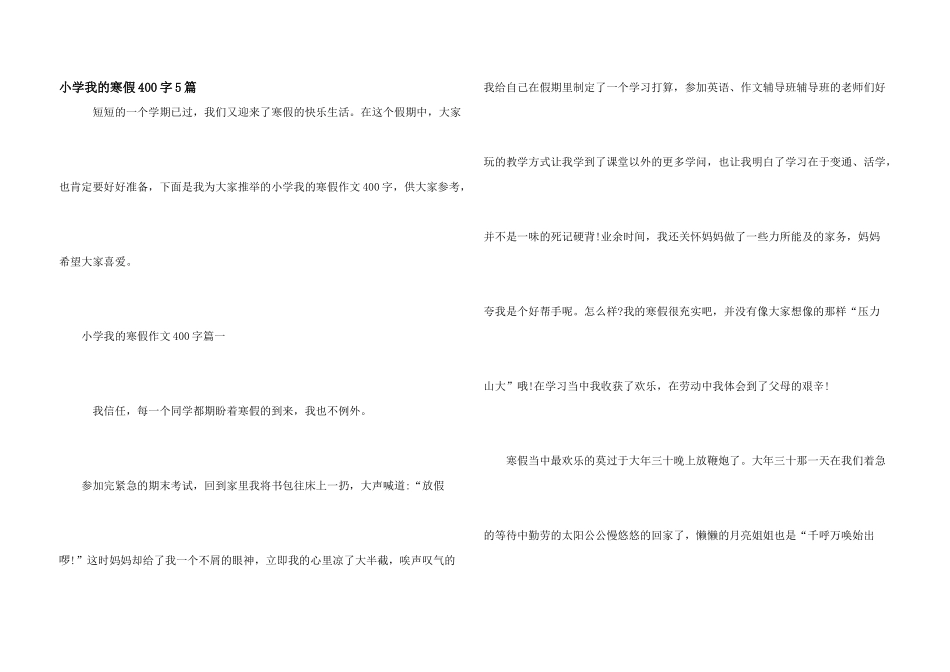 小学我的寒假400字5篇_第1页