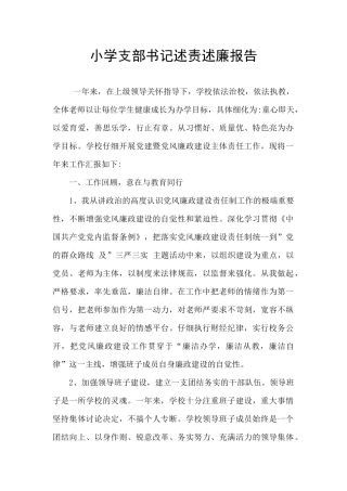 小学支部书记述责述廉报告