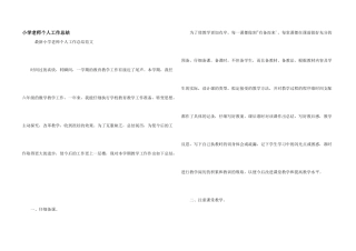小学教师个人工作总结