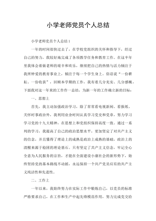 小学教师党员个人总结