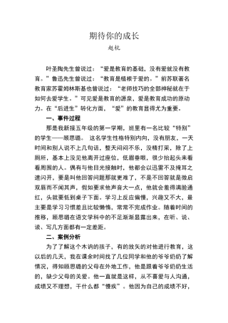 小学教师师德案例