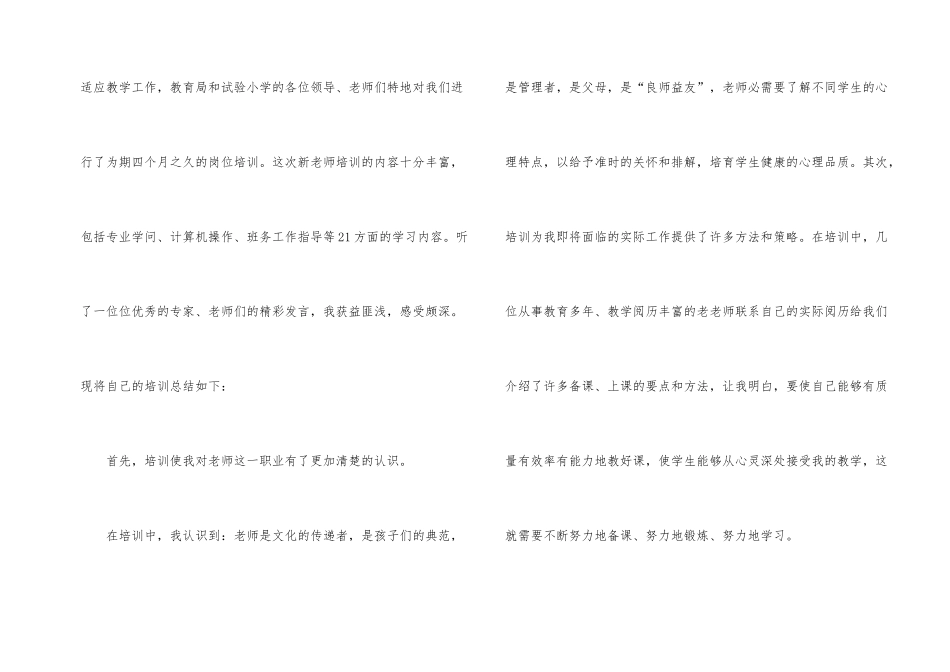 小学新教师培训工作总结_第2页