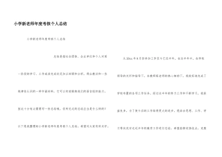 小学新教师年度考核个人总结