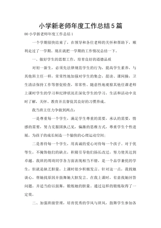 小学新教师年度工作总结5篇